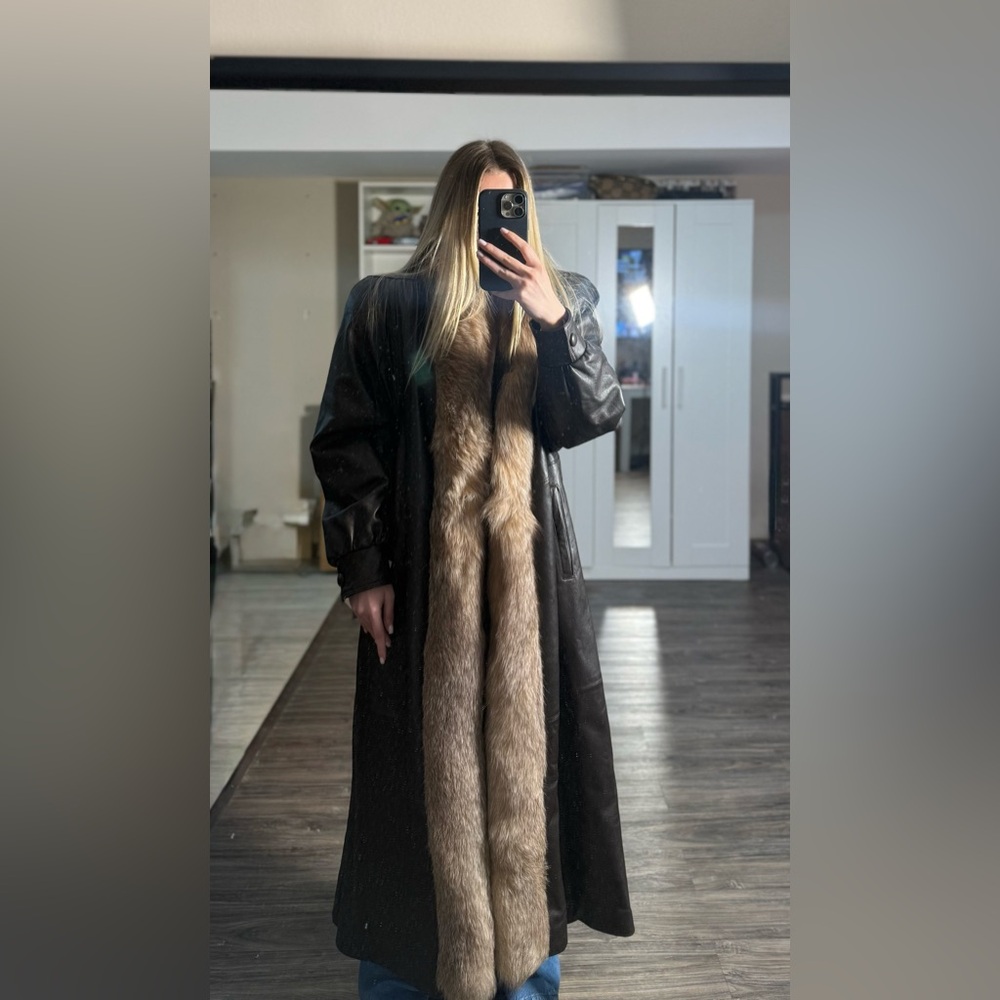 Vintage TIBOR Leather Coat Genuine Raccoon Fur Lambskin New w/ Tags USA M